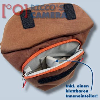 moderne Fototasche für Samsung WB110 WB100 WB1100F - Kameratasche in braun orange mit extra Tablet-Fach Tasche duso - 2