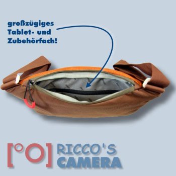 moderne Fototasche für Samsung WB110 WB100 WB1100F - Kameratasche in braun orange mit extra Tablet-Fach Tasche duso - 3