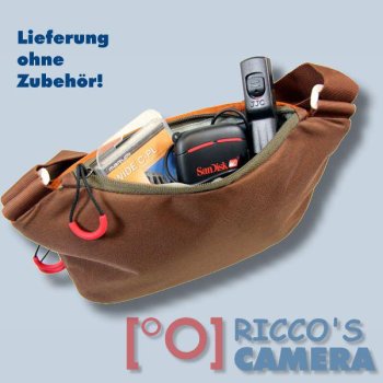 moderne Fototasche für Samsung WB110 WB100 WB1100F - Kameratasche in braun orange mit extra Tablet-Fach Tasche duso - 4